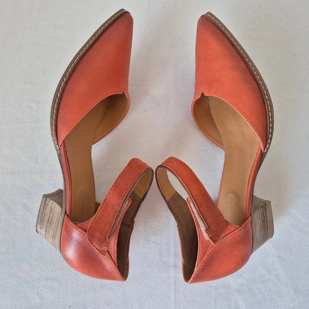 Sundance Coralise Made in France Orange Leather Mary Jane Shoes Hook Loop - Picture 7 of 11